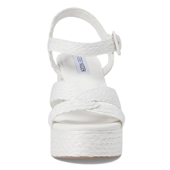 NEW Steve Madden Carisma Woven Rope Platform Sandals in White Sz. 9 - Picture 2 of 4